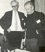 Bonner with Leonard Barden at the 1986 Problem Solving Championship.