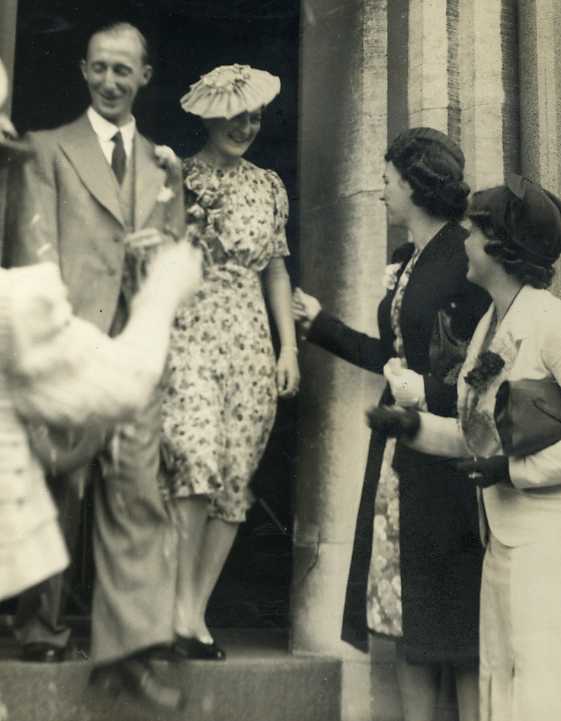 13th July 1940 - The happy couple leaving the church.